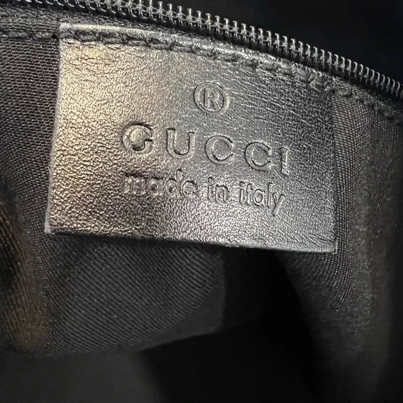 Gucci Black GG Canvas Tote with Burgundy Center Stripe - Picture 11 of 15